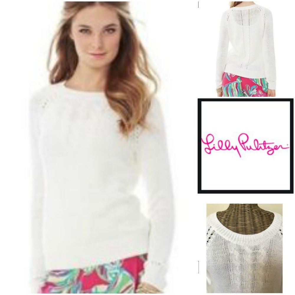 Lilly Pulitzer Seana Resort White Sweater L